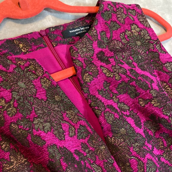 Nanette Lepore Pink and Gold Brocade Dress 10P - Picture 5 of 11